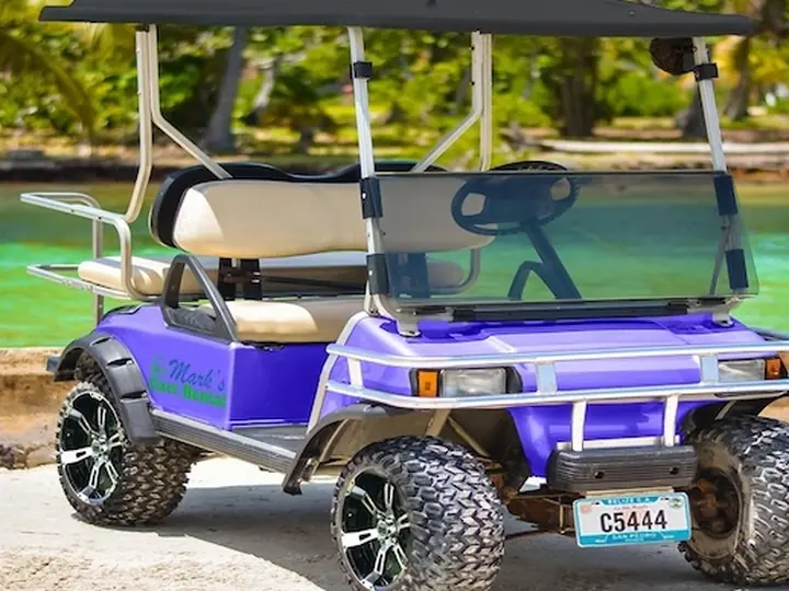 Golf cart rental company office area in San Pedro Ambergris Caye