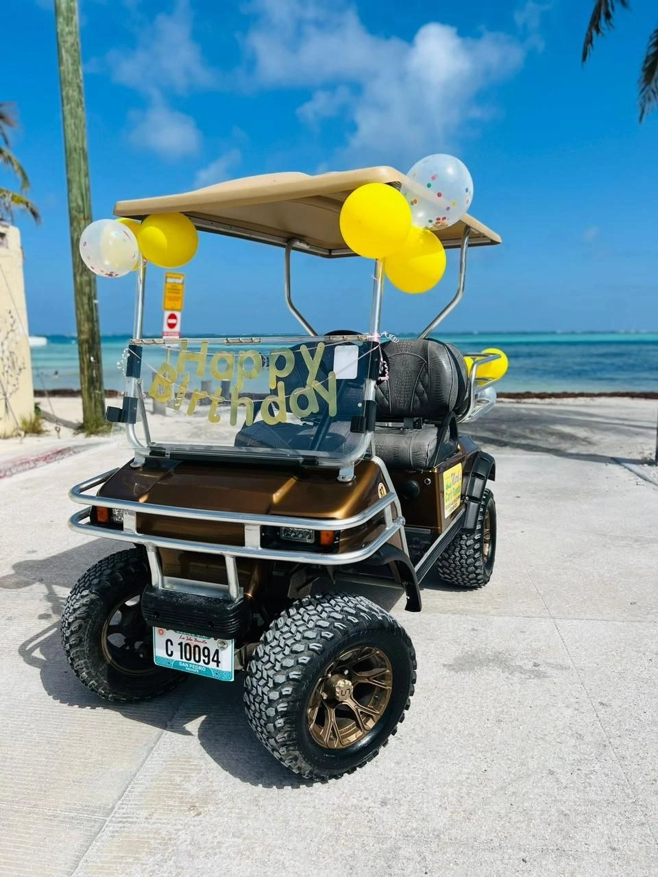 Golf cart rental by the beach in San Pedro Belize