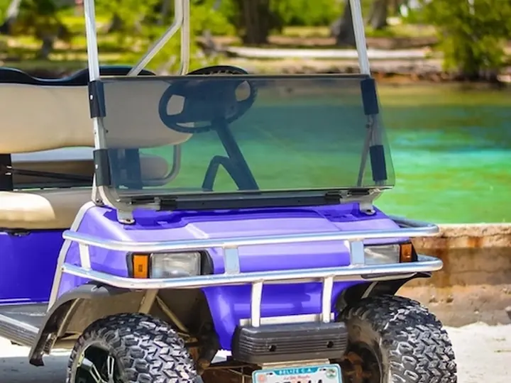 Mark's golf cart rentals team with carts in San Pedro Belize