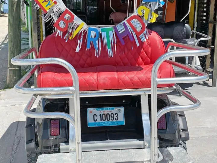 Serviced rental golf cart ready for handover in San Pedro Belize